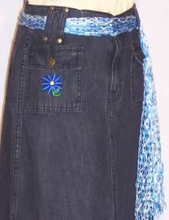 Black Denim 34 Long Modest Denim Jean Skirt Size 6  