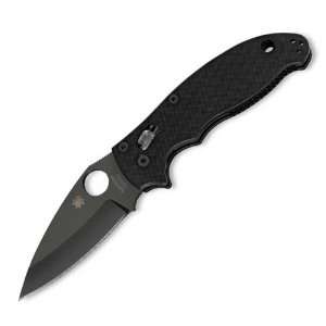  Spyderco Manix2 Black G 10 Black Blade PlainEdge Knife 