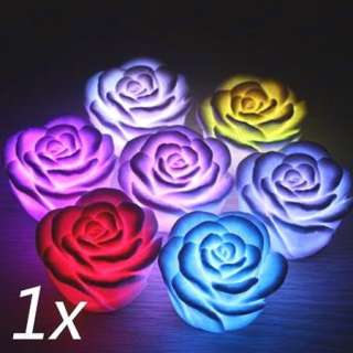 Color Changing LED Floating Rose Flower Candle light AB  