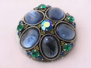 Vintage Large Saphire Blue Cabachon/Jelly Belly RS Brooch/Pin  