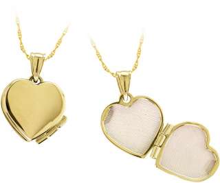 10K SOLID YELLOW GOLD HEART TWO PICTURE LOCKET PENDANT  