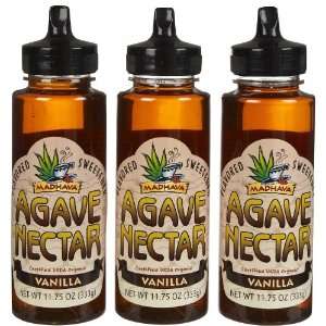 Madhava Organic Agave Nectar Vanilla Flavor, Bottle, 11.75 oz, 3 pk 