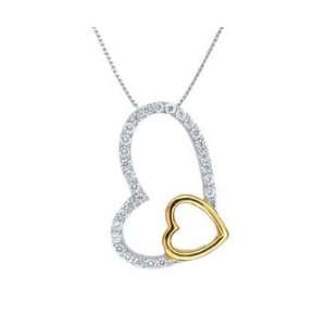  Sterling Silver Clear CZ Pendant   Hearts Jewelry