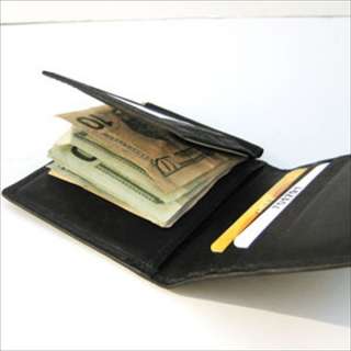 BLACK ID LEATHER MONEY CLIP Plus Bifold CARD Wallet  