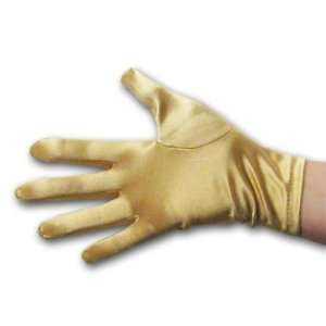   Mardi Gras Short Golden Yellow Satin Gloves 9 