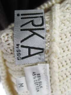 IRKA Beige Silk Knit Turtleneck Sweater Sz M  