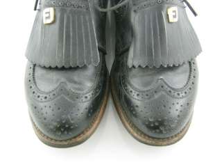 FOOTJOY Black Leather Fringe Lace Up Golf Shoes Sz 7  