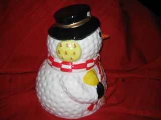 Gibson Everyday Golf Ball Snowman Cookie Jar too cute  