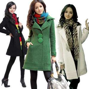 c3 Women Trench Woolen Coat Jacket *Green* Black* Ivory  