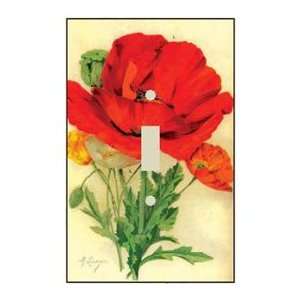  Red Flower Light Switch Plate Cover