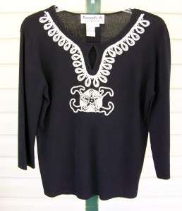 JOSEPH A. Gorgeous Black Vicose Knit Sweater Top XL  