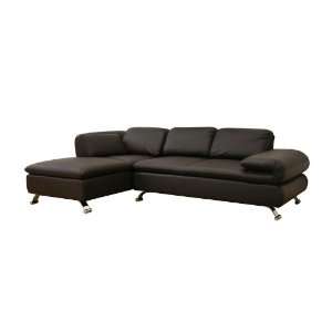    Misha Brown Leather Modern Sectional Sofa   LFC