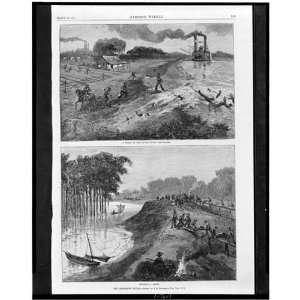 Mississippi levees, J.O. Davidson 1884,Harpers weekly  
