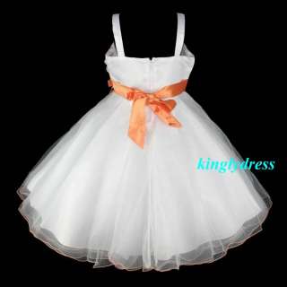 NEW Flower Girl Pageant Wedding Dress Orange White Set Size 5, 6, 7, 8 