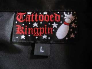 NEW 50s Retro STRIKE Pins Black Kingpin Bowling Shirt L  
