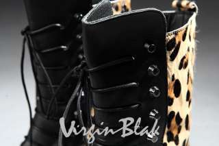 vb HOMME Leopard Print Haircalf Lace Up Boots BROWN, BEIGE 4TJ  