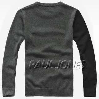   ~Warmer Luxury Mens Casual Crew Neck Knitting Sweater Two Style+XS~L