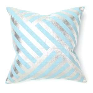  Shine Stripe Metallic in Blue and Silver Throw Pillow 