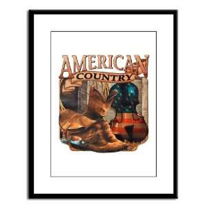  Large Framed Print American Country Boots And Fiddle Violin 