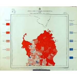   1933 Colour Map Italy Statistics Napoli Land Ownership