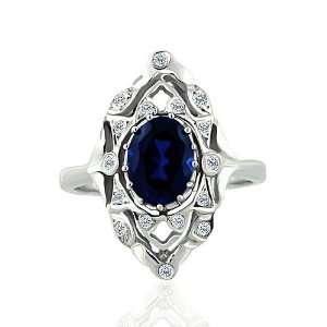    Sapphire 14K White Gold Diamond Filigree Ring P&P Luxury Jewelry