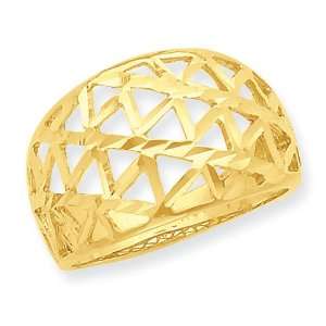    14K Diamond cut Triangle Cut out Pattern Dome Ring Jewelry