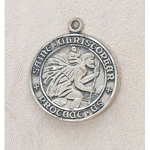  Sterling Silver St. Christopher Round Patron Saint Medal 