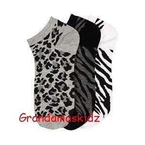  Zebra Print 3 Pairs of Animal Print Sock Size 9 11 