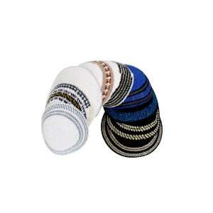  Set of Assorted Knitted Kippahs with Stripes Everything 