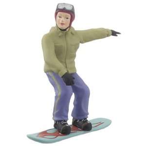  Snowboarder Girl   Green Jacket Christmas Ornament
