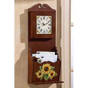  Sunflower Wall Clock and Storage Shelf 