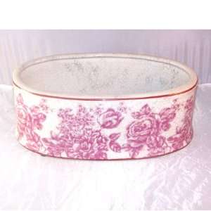  Decorative Crackle Planter with Pink Flowers Everything 