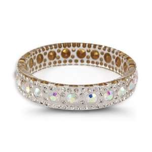    Rainbow White Swarovski Crystal Clear Bangle Bracelet Jewelry