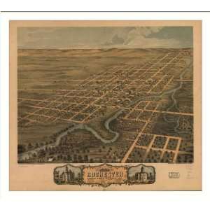 Historic Rochester, Minnesota, c. 1869 (L) Panoramic Map Poster Print 