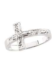 R16613 Sterling Size 7 Ladies Crucifix Chastity Ring W/Box