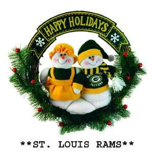 NFL St. Louis Rams 15 Animated Musical Snowman Christmas Wreath 