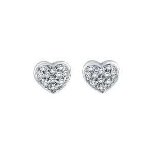   Sterling Silver Pave CZ Heart Stud Earrings  Silver Jewelry