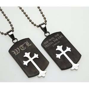  Black Old English Cross Necklace Jewelry
