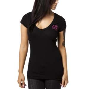 Metal Mulisha Simple Vneck Womens Short Sleeve Fashion Shirt w/ Free 