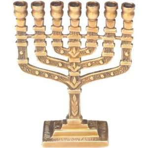  Menorah 7 Candle with Antique Brass Finish 3.25x1x4.5 H 