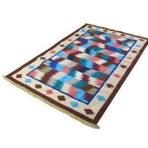  Indian Oriental Rug Cotton Dhurrie 8 x 5 Feet Furniture 