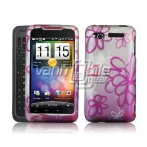 VMG Purple Squiggly Flowers Design Plastic Snap On Case for HTC Merge 
