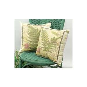 Pack of 4 Chic Botanical Square Fern Canvas Decorative Throw Pillows 