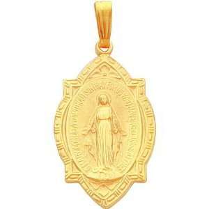 Gold Plated Virgin Mary Oval Charm 24 Jewelry