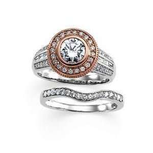  14K White & Rose Gold Diamond Semi Mount Engagement Ring Jewelry