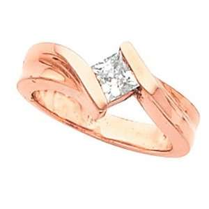  18K Rose Gold Diamond Solitaire Engagement Ring   0.50 Ct 