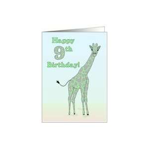  Happy 9th Birthday   Green Giraffe Card Toys & Games