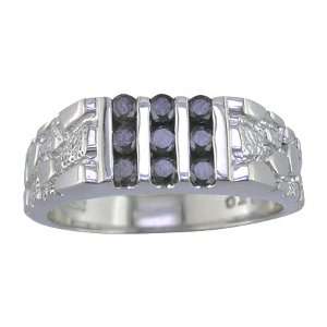 com 1/2 CT Mens Black Diamond Ring in Sterling Silver Antique Finish 