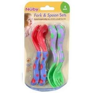  Nuby BPA FREE Toddler Forks & Spoons, 4 Count (6 Pack 