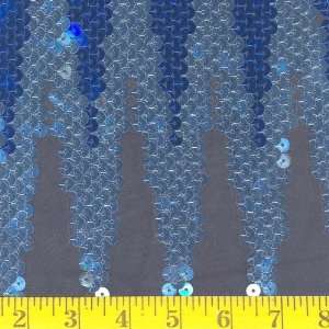  44 Wide Sequined Chiffon Silver/Blue Diamonds Fabric By 